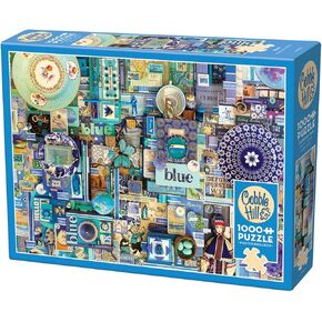 Cobble Hill 1000 Piece Puzzle - Rainbow Collection: Blue - تم تضمين ملصق عينة