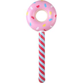Inflatable Donut Stick,Inflatable Lollipop Large Candy Float Donut Shape Balloon Candy Theme Birthday Party Decoration/Halloween/Baby Shower Party Supplies,32 Inch (Pink)