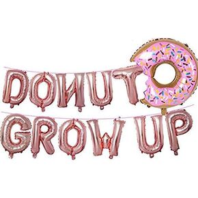 Donut Grow Up Balloons, Donut Grow Up Birthday Banner for Girl Baby Shower Donut Birthday Party Decorations Donut Theme Party Supplies