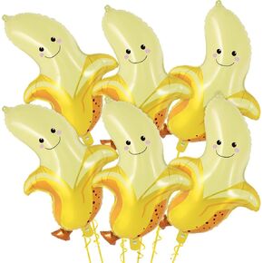 DYT 6PCS BANANA BANANA RIPONS - أصفر ، 28 بوصة - مثالية للحفلات تحت عنوان الموز وأعياد الميلاد واستحمام الأطفال والمزيد