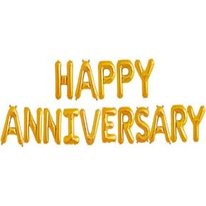 Tellpet HAPPY ANNIVERSARY Balloons, Anniversary Party Decorations, Gold, 16 Inch