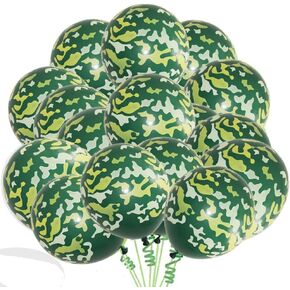 فينبا الجيش العسكري التمويه 30 Count Party Pack Pack Balloons العسكرية لصيد الاحتفالات العسكرية الحزبية- البالونات الكبيرة 12 بوصة اللاتكس