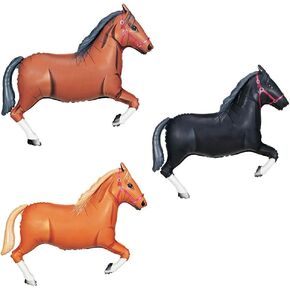 43 "حزمة بالون خيول Jumbo - 3 قطع مجموعة للفروسية ، والغربية ، والبلد ، والروديو ، وحفلات ديربي رعاة البقر وديكور - بني ، أسود ، وتان