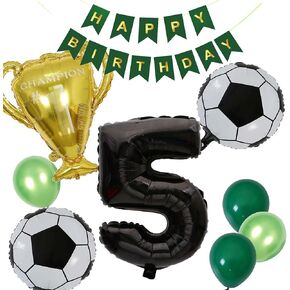Soccer Balloons 7th Birthday Decorations, Black Gold Soccer Trophy Foil Number 7 Balloon, Green Birthday Banner 7 Years Old Boys World Cup Birthday Soccer Theme Party Decoration Supplies(7th) in Kuwait