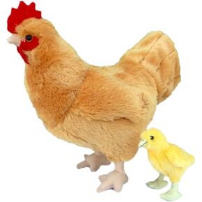 Adore 12" Standing Goldie The Hen Chicken with Baby Chick Plush Stuffed Animal Toy