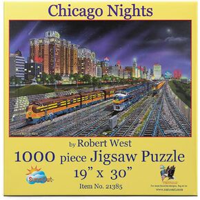 SUNSOUT INC - Chicago Nights - 1000 pc Jigsaw Puzzle by Artist: Robert West - Finished Size 19" x 30" - MPN# 21385