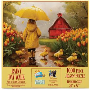 SUNSOUT INC - Rainy Day Walk - 1000 pc Jigsaw Puzzle by Artist: John Stewart - Finished Size 20" x 27" - MPN# 77085