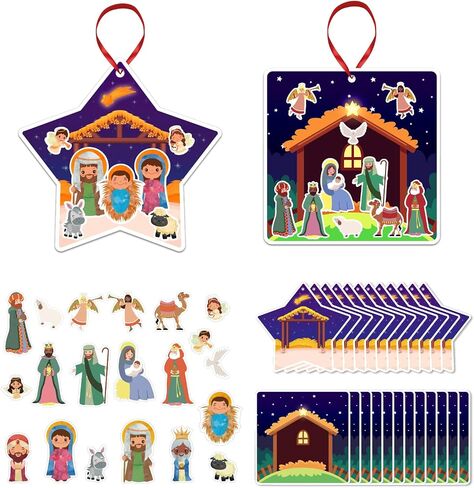 WaaHome Nativity Craft Sticker for Kids - 24pcs Make a Scene Stickers Christmas Crafts Kits DIY Set for Sunday School Classroom Religious Christian Xmas Party Game Favor Gifts in Saudi Arabia