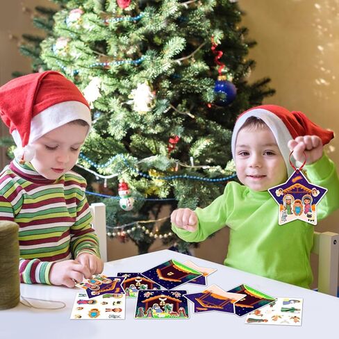WaaHome Nativity Craft Sticker for Kids - 24pcs Make a Scene Stickers Christmas Crafts Kits DIY Set for Sunday School Classroom Religious Christian Xmas Party Game Favor Gifts in Saudi Arabia