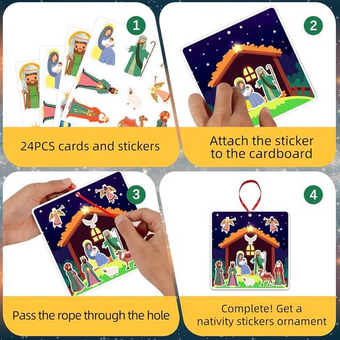 WaaHome Nativity Craft Sticker for Kids - 24pcs Make a Scene Stickers Christmas Crafts Kits DIY Set for Sunday School Classroom Religious Christian Xmas Party Game Favor Gifts in Saudi Arabia
