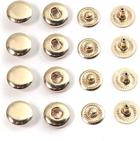 WUTA 20 Sets Sewing Snaps Solid Brass Snap Fasteners Press Studs Poppers Clothing Bag Jacket Leather Craft Buttons for Clothes, Jackets, Jeans Wears, Bracelets, Bags, Gold (8mm/0.31 inch) in Saudi Arabia