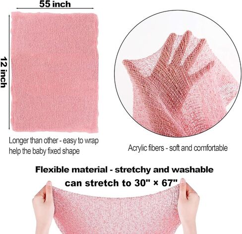 AOKE 5 PCS Newborn Photography Wrap Props Kit, Newborn Photo Props Long Ripple Wraps DIY Blanket with Flower Headbands, Purple Toddler Baby Photography Props Mat Set for Baby Boys and Girls in Saudi Arabia