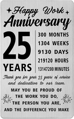 بطاقة الذكرى السنوية الخامسة والعشرين - Happy 25 Year 25th Convision Decorations - شكرًا لك 25 عامًا هدايا العمل in Kuwait