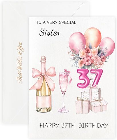 MAGJUCHE 40th Birthday Cards for Sister, Pink Happy Birthday Cards, with Envelope and Wax Seal, 5x7 inch in Saudi Arabia