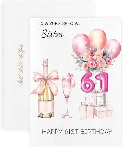 MAGJUCHE 40th Birthday Cards for Sister, Pink Happy Birthday Cards, with Envelope and Wax Seal, 5x7 inch in Saudi Arabia