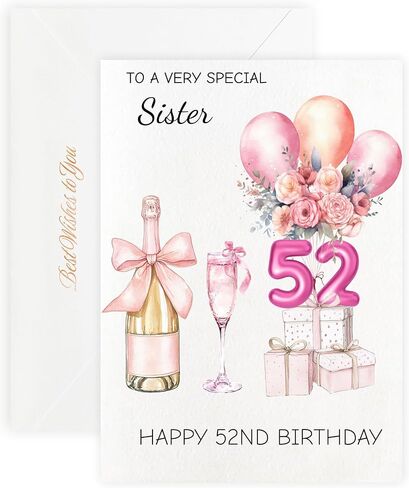 MAGJUCHE 40th Birthday Cards for Sister, Pink Happy Birthday Cards, with Envelope and Wax Seal, 5x7 inch in Saudi Arabia