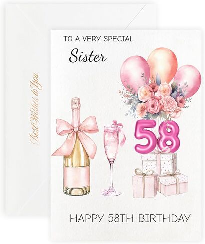 MAGJUCHE 40th Birthday Cards for Sister, Pink Happy Birthday Cards, with Envelope and Wax Seal, 5x7 inch in Saudi Arabia