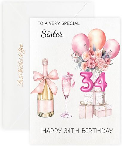 MAGJUCHE 40th Birthday Cards for Sister, Pink Happy Birthday Cards, with Envelope and Wax Seal, 5x7 inch in Saudi Arabia