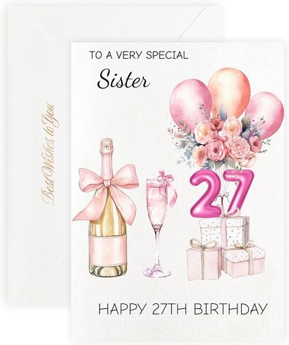 MAGJUCHE 40th Birthday Cards for Sister, Pink Happy Birthday Cards, with Envelope and Wax Seal, 5x7 inch in Saudi Arabia