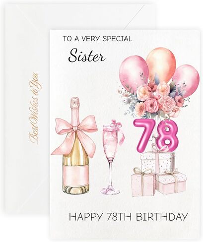 MAGJUCHE 40th Birthday Cards for Sister, Pink Happy Birthday Cards, with Envelope and Wax Seal, 5x7 inch in Saudi Arabia