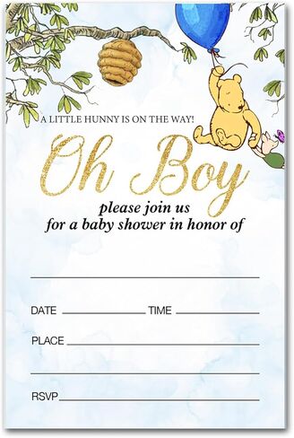 دعوات Brayqu Winnie the Pooh Baby Shower Party دعوات استحمام الطفل Winnie the Pooh Baby Girl Party (20 بطاقة مع الأظرف) in Kuwait