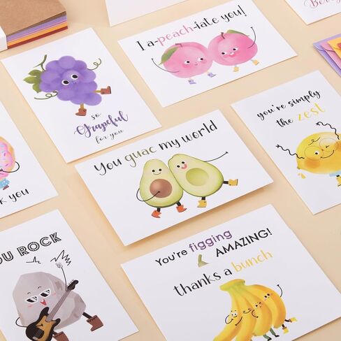 Crisky 50 Pack Funny Thank You Cards with Envelopes & Stickers, 10 Designs Fun Cute Pun Bulk, Blank Inside for Friend Teacher Employee, 4 x 6 Inch in Saudi Arabia