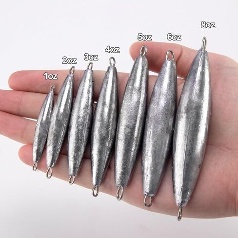 Dr.Fish 5 Pack Trolling Sinker Fishing Sinker Vertical Lead Double Ring Inline Lead Fishing Weight 1oz-8oz 5pcs Bottom Fishing Fresh Water in Saudi Arabia