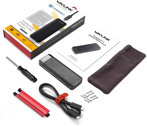 حاوية WAVLINK 40 جيجابت في الثانية M.2 SSD، Thunderbolt 3 إلى M/B+M Key 2280 PCIe NVMe، متوافقة مع Thunderbolt 3/USB3.2/3.1/Type-C، M.2 مع مبدد حرارة عالي الأداء، حتى 4 تيرابايت in Kuwait