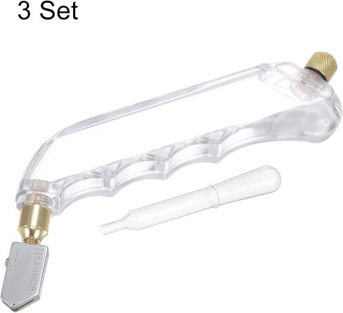 HARFINGTON 3Pcs Glass Cutter Pistol Grip 6mm-12mm Oil Feed Stained Glass Cutters Tool with Oil Reservoir for Mirrors Window Panes Ceramic Tile, White in Saudi Arabia