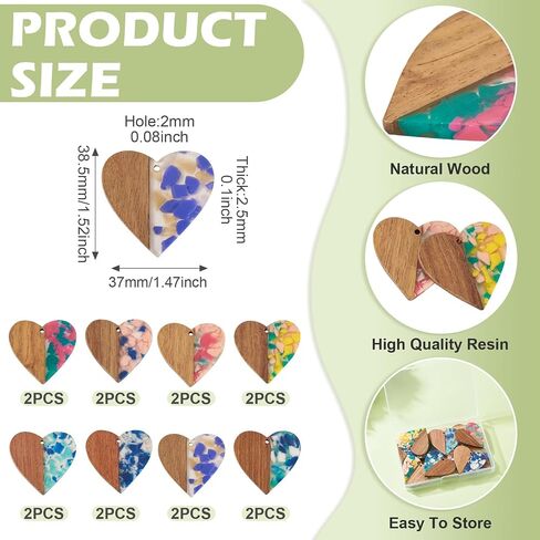 Cheriswelry 8 Pairs/16Pcs Wood Resin Pendants DIY Earring Making Kit Multi Color Rectangle Bar Wooden Pendants 51.5mm for Boho Jewelry Supplies in Saudi Arabia