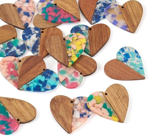 Cheriswelry 8 Pairs/16Pcs Wood Resin Pendants DIY Earring Making Kit Multi Color Rectangle Bar Wooden Pendants 51.5mm for Boho Jewelry Supplies in Saudi Arabia