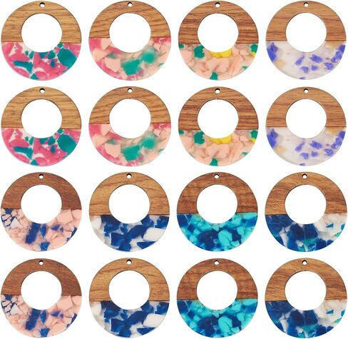 Cheriswelry 8 Pairs/16Pcs Wood Resin Pendants DIY Earring Making Kit Multi Color Rectangle Bar Wooden Pendants 51.5mm for Boho Jewelry Supplies in Saudi Arabia