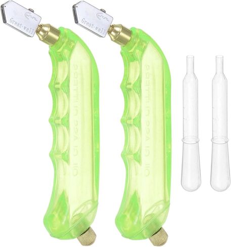 HARFINGTON 2Pcs Glass Cutter Pistol Grip 6mm-12mm Oil Feed Stained Glass Cutters Tool with Oil Reservoir for Mirrors Window Panes Ceramic Tile, Light Green in Saudi Arabia