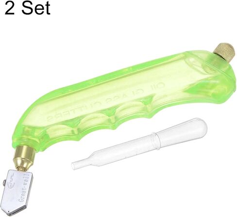 HARFINGTON 2Pcs Glass Cutter Pistol Grip 6mm-12mm Oil Feed Stained Glass Cutters Tool with Oil Reservoir for Mirrors Window Panes Ceramic Tile, Light Green in Saudi Arabia