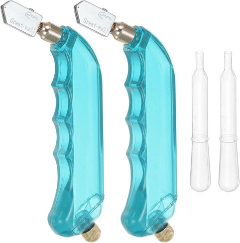 HARFINGTON 2Pcs Glass Cutter Pistol Grip 6mm-12mm Oil Feed Stained Glass Cutters Tool with Oil Reservoir for Mirrors Window Panes Ceramic Tile, Light Green in Saudi Arabia