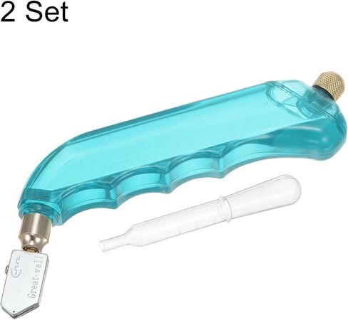 HARFINGTON 2Pcs Glass Cutter Pistol Grip 6mm-12mm Oil Feed Stained Glass Cutters Tool with Oil Reservoir for Mirrors Window Panes Ceramic Tile, Light Green in Saudi Arabia