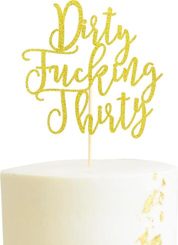 Dirty Thirty Cake Topper - 30th Birthday Cake Topper, Dirty Thirty Birthday Cake Decorations, Happy 30th Birthday Party Decorations Supplies - Pink Glitter in Kuwait