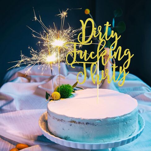Dirty Thirty Cake Topper - 30th Birthday Cake Topper, Dirty Thirty Birthday Cake Decorations, Happy 30th Birthday Party Decorations Supplies - Pink Glitter in Kuwait
