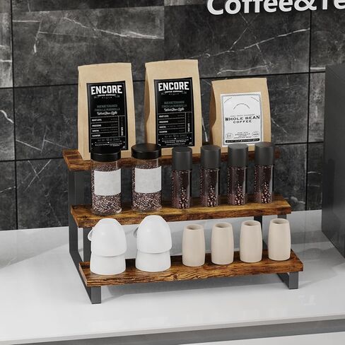 حامل عرض خشبي، منظم خزانة من 3 طبقات، رف عرض موسع، رف المطبخ، رف منظم العطور، حامل للحفلات، المكياج، الشكل، مجموعة الدمى، التوابل in Kuwait