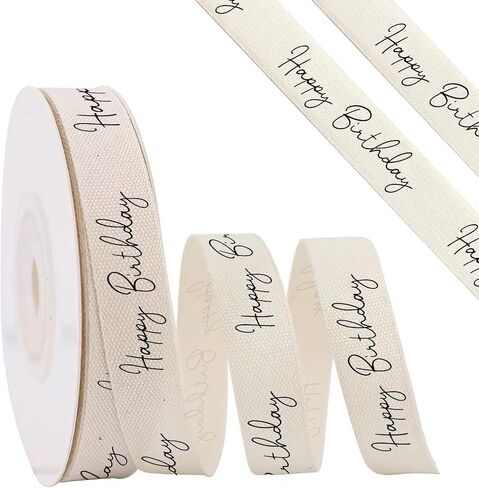 Thank You Cotton Twill Tape Ribbon，5/8 Inch x 10Yard Natural Cotton Herringbone Ribbons for Birthdays Anniversaries DIY Crafts Baking Sewing Crafts Home Decor in Saudi Arabia