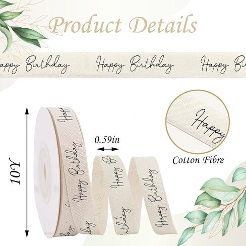 Thank You Cotton Twill Tape Ribbon，5/8 Inch x 10Yard Natural Cotton Herringbone Ribbons for Birthdays Anniversaries DIY Crafts Baking Sewing Crafts Home Decor in Saudi Arabia