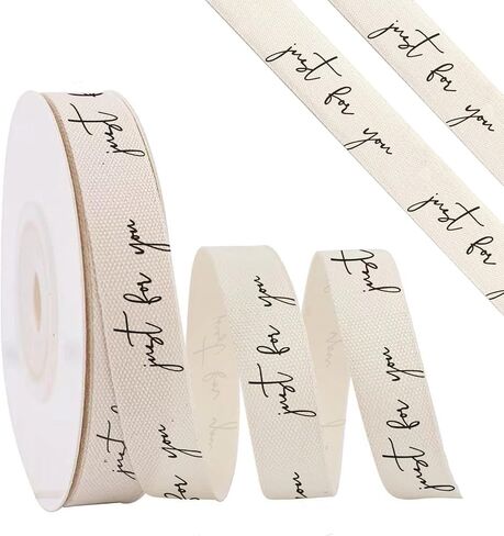 Thank You Cotton Twill Tape Ribbon，5/8 Inch x 10Yard Natural Cotton Herringbone Ribbons for Birthdays Anniversaries DIY Crafts Baking Sewing Crafts Home Decor in Saudi Arabia
