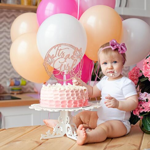 Rose Gold Glitter It's A Girl Cake Topper, Welcome Baby Girl/A Little Butterfly is on the Way, Butterfly Themed Baby Shower Party Decorations Supplies for Baby Girls in Saudi Arabia