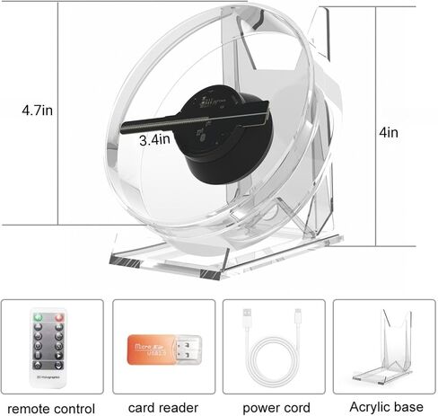 3D Hologram fan-Hologram fan 2000*1444PX Resolution 722 pcs HD LED Beads -Holographic Video Advertising Projector Support APP+Bluetooth Audio+WIFI (24.4 inch 16G) in Kuwait