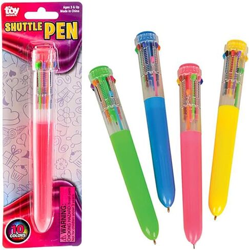 The Dreidel Company Shuttle Pen, 10 Multi-color Ballpoint Pens, 4 Neon Colors In Pen for Office School Supplies Students Children, 6.25" (4-Pack) in Saudi Arabia