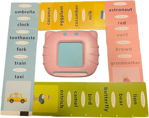 Talking Flash Cards for Boys and Girls, Autism Sensory Toys for Autistic Children, Learning Educational Montessori Speech Therapy 224 Sight Words Kids Gifts Amazing Learning (Pink Card Reader) in Saudi Arabia