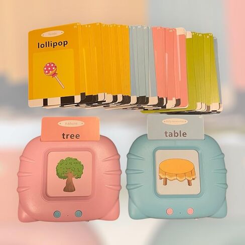 Talking Flash Cards for Boys and Girls, Autism Sensory Toys for Autistic Children, Learning Educational Montessori Speech Therapy 224 Sight Words Kids Gifts Amazing Learning (Pink Card Reader) in Saudi Arabia