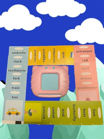 Talking Flash Cards for Boys and Girls, Autism Sensory Toys for Autistic Children, Learning Educational Montessori Speech Therapy 224 Sight Words Kids Gifts Amazing Learning (Pink Card Reader) in Saudi Arabia