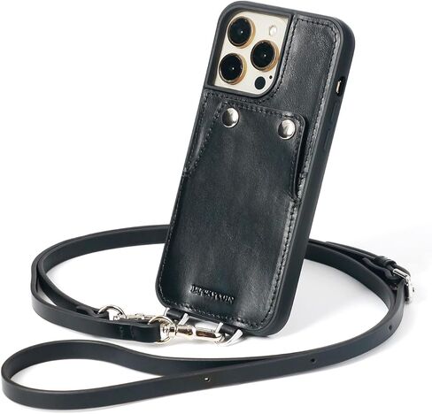 حافظة جلدية كروس متوافقة مع آيفون 15 برو ماكس 6.7 بوصة، حافظة هاتف من الجلد الطبيعي مع فتحتين للبطاقات للنساء، حافظة محفظة مع حزام كتف بحبل قابل للتعديل، بني in Kuwait