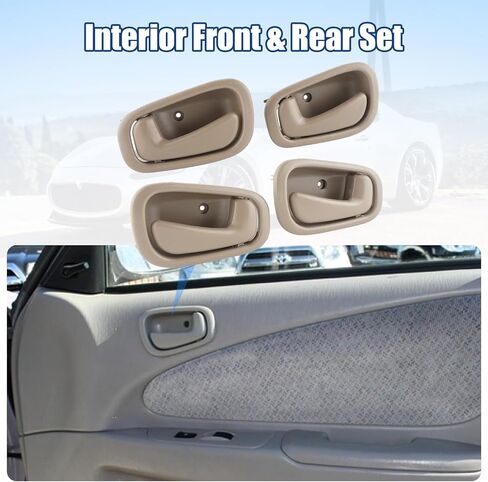 NPAUTO Interior Front Rear Door Handles Driver Passenger Side Pair Replacement for 1998 1999 2000 2001 2002 Toyota Corolla Chevy Prizm Manual Lock Beige/Tan in Saudi Arabia